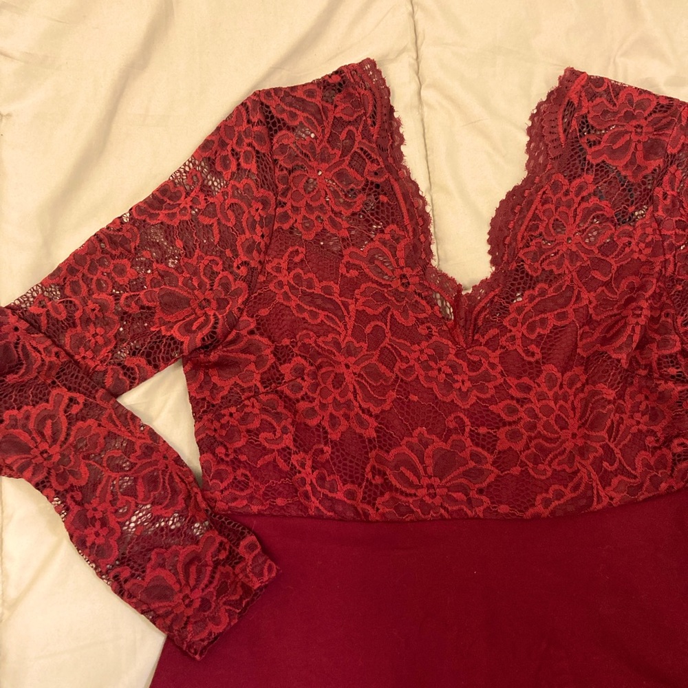 H&M Mama Maternity Lace Midi A-line dress, Red, size M